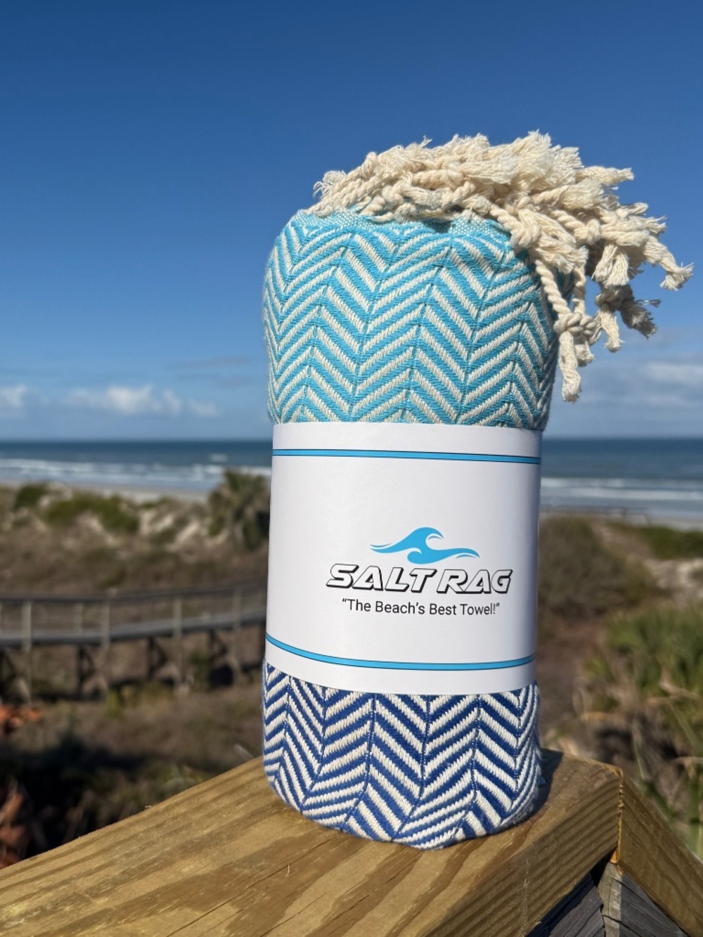 Royal Rag Turquoise — Salt Rag™ Sand-Resistant Turkish Beach Towel - Picture 3 of 3